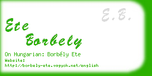 ete borbely business card