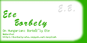 ete borbely business card
